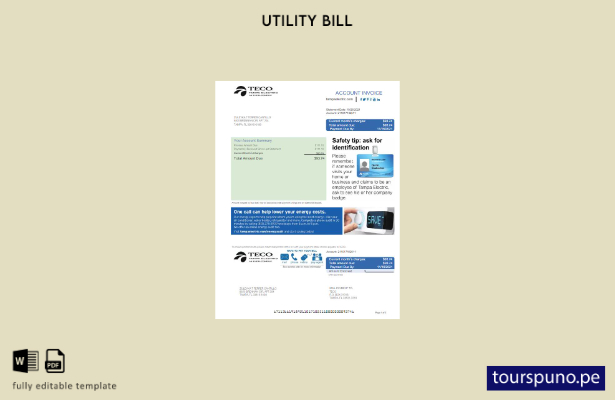 lista para imprimir plantilla de factura de servicios públicos USA TECO